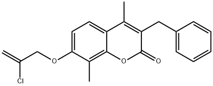3-benzyl-7-(2-chloroprop-2-enoxy)-4,8-dimethylchromen-2-one Structure