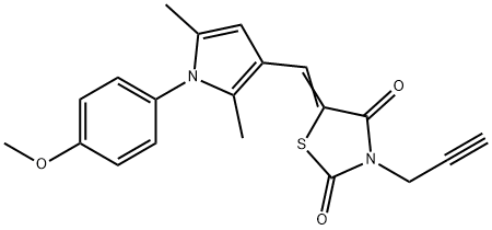 (5E)-5-[[1-(4-methoxyphenyl)-2,5-dimethylpyrrol-3-yl]methylidene]-3-prop-2-ynyl-1,3-thiazolidine-2,4-dione Structure