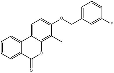 3-[(3-fluorophenyl)methoxy]-4-methylbenzo[c]chromen-6-one 구조식 이미지