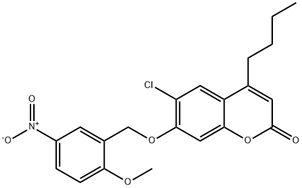 4-butyl-6-chloro-7-[(2-methoxy-5-nitrophenyl)methoxy]chromen-2-one 구조식 이미지