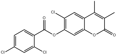 (6-chloro-3,4-dimethyl-2-oxochromen-7-yl) 2,4-dichlorobenzoate 구조식 이미지