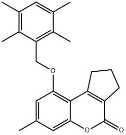 7-methyl-9-[(2,3,5,6-tetramethylphenyl)methoxy]-2,3-dihydro-1H-cyclopenta[c]chromen-4-one 구조식 이미지