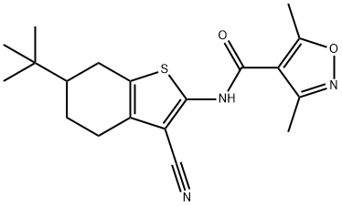 N-(6-tert-butyl-3-cyano-4,5,6,7-tetrahydro-1-benzothiophen-2-yl)-3,5-dimethyl-1,2-oxazole-4-carboxamide 구조식 이미지