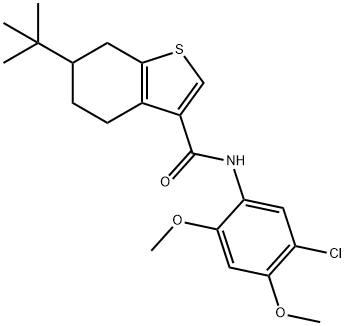 6-tert-butyl-N-(5-chloro-2,4-dimethoxyphenyl)-4,5,6,7-tetrahydro-1-benzothiophene-3-carboxamide 구조식 이미지