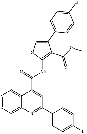 methyl 2-[[2-(4-bromophenyl)quinoline-4-carbonyl]amino]-4-(4-chlorophenyl)thiophene-3-carboxylate 구조식 이미지