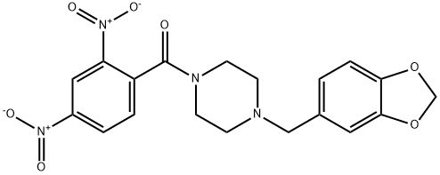 [4-(1,3-benzodioxol-5-ylmethyl)piperazin-1-yl]-(2,4-dinitrophenyl)methanone 구조식 이미지