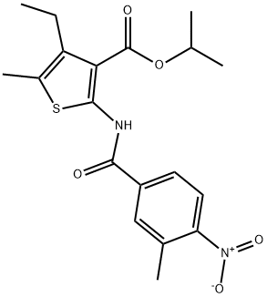 propan-2-yl 4-ethyl-5-methyl-2-[(3-methyl-4-nitrobenzoyl)amino]thiophene-3-carboxylate 구조식 이미지