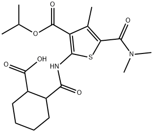 2-[[5-(dimethylcarbamoyl)-4-methyl-3-propan-2-yloxycarbonylthiophen-2-yl]carbamoyl]cyclohexane-1-carboxylic acid 구조식 이미지