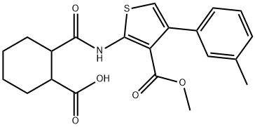 2-[[3-methoxycarbonyl-4-(3-methylphenyl)thiophen-2-yl]carbamoyl]cyclohexane-1-carboxylic acid 구조식 이미지