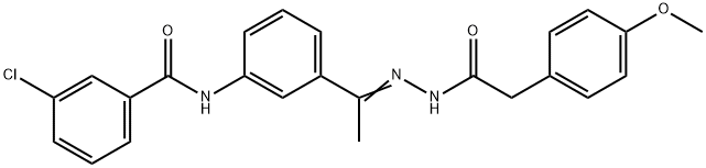 3-chloro-N-[3-[(E)-N-[[2-(4-methoxyphenyl)acetyl]amino]-C-methylcarbonimidoyl]phenyl]benzamide Structure