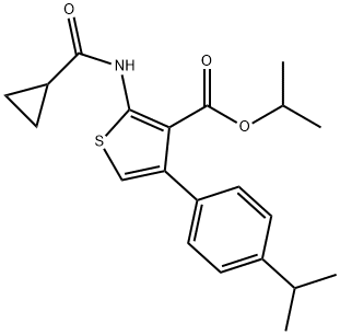 propan-2-yl 2-(cyclopropanecarbonylamino)-4-(4-propan-2-ylphenyl)thiophene-3-carboxylate Structure