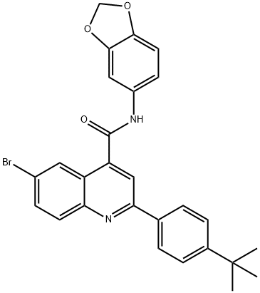 N-(1,3-benzodioxol-5-yl)-6-bromo-2-(4-tert-butylphenyl)quinoline-4-carboxamide 구조식 이미지