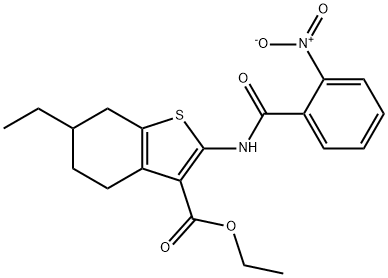 ethyl 6-ethyl-2-[(2-nitrobenzoyl)amino]-4,5,6,7-tetrahydro-1-benzothiophene-3-carboxylate 구조식 이미지