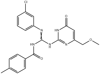 N-[(3-chloroanilino)-[[6-(methoxymethyl)-4-oxo-1H-pyrimidin-2-yl]amino]methylidene]-4-methylbenzamide 구조식 이미지