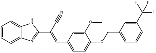 (E)-2-(1H-benzimidazol-2-yl)-3-[3-methoxy-4-[[3-(trifluoromethyl)phenyl]methoxy]phenyl]prop-2-enenitrile 구조식 이미지