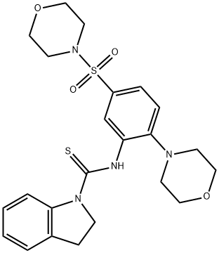 N-(2-morpholin-4-yl-5-morpholin-4-ylsulfonylphenyl)-2,3-dihydroindole-1-carbothioamide 구조식 이미지
