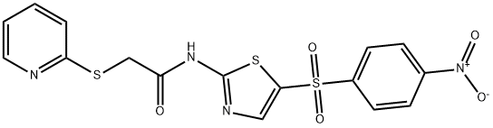 N-[5-(4-nitrophenyl)sulfonyl-1,3-thiazol-2-yl]-2-pyridin-2-ylsulfanylacetamide Structure