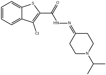 3-chloro-N-[(1-propan-2-ylpiperidin-4-ylidene)amino]-1-benzothiophene-2-carboxamide 구조식 이미지