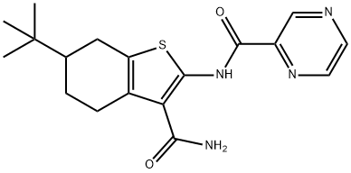 N-(6-tert-butyl-3-carbamoyl-4,5,6,7-tetrahydro-1-benzothiophen-2-yl)pyrazine-2-carboxamide Structure
