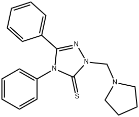 4,5-diphenyl-2-(pyrrolidin-1-ylmethyl)-1,2,4-triazole-3-thione 구조식 이미지