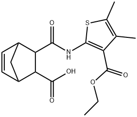 2-[(3-ethoxycarbonyl-4,5-dimethylthiophen-2-yl)carbamoyl]bicyclo[2.2.1]hept-5-ene-3-carboxylic acid 구조식 이미지