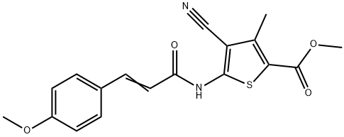 methyl 4-cyano-5-[[(E)-3-(4-methoxyphenyl)prop-2-enoyl]amino]-3-methylthiophene-2-carboxylate 구조식 이미지