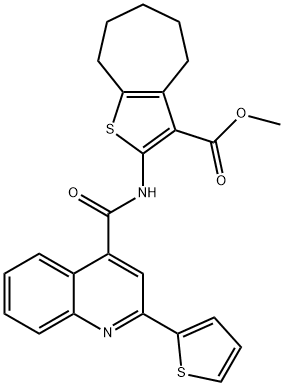 methyl 2-[(2-thiophen-2-ylquinoline-4-carbonyl)amino]-5,6,7,8-tetrahydro-4H-cyclohepta[b]thiophene-3-carboxylate 구조식 이미지