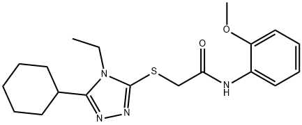 2-[(5-cyclohexyl-4-ethyl-1,2,4-triazol-3-yl)sulfanyl]-N-(2-methoxyphenyl)acetamide 구조식 이미지
