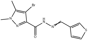 4-bromo-1,5-dimethyl-N-[(E)-thiophen-3-ylmethylideneamino]pyrazole-3-carboxamide 구조식 이미지