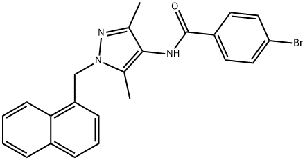 4-bromo-N-[3,5-dimethyl-1-(naphthalen-1-ylmethyl)pyrazol-4-yl]benzamide 구조식 이미지