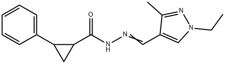 N-[(E)-(1-ethyl-3-methylpyrazol-4-yl)methylideneamino]-2-phenylcyclopropane-1-carboxamide Structure