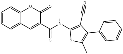 N-(3-cyano-5-methyl-4-phenylthiophen-2-yl)-2-oxochromene-3-carboxamide Structure