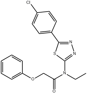 N-[5-(4-chlorophenyl)-1,3,4-thiadiazol-2-yl]-N-ethyl-2-phenoxyacetamide 구조식 이미지