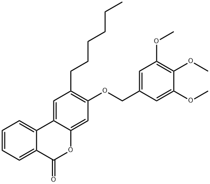 2-hexyl-3-[(3,4,5-trimethoxyphenyl)methoxy]benzo[c]chromen-6-one 구조식 이미지