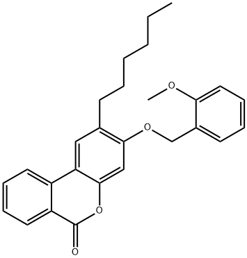2-hexyl-3-[(2-methoxyphenyl)methoxy]benzo[c]chromen-6-one 구조식 이미지