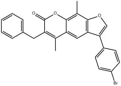 6-benzyl-3-(4-bromophenyl)-5,9-dimethylfuro[3,2-g]chromen-7-one Structure