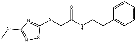 2-[(3-methylsulfanyl-1,2,4-thiadiazol-5-yl)sulfanyl]-N-(2-phenylethyl)acetamide 구조식 이미지