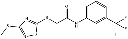 2-[(3-methylsulfanyl-1,2,4-thiadiazol-5-yl)sulfanyl]-N-[3-(trifluoromethyl)phenyl]acetamide Structure