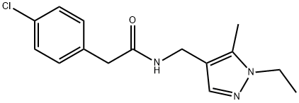 2-(4-chlorophenyl)-N-[(1-ethyl-5-methylpyrazol-4-yl)methyl]acetamide 구조식 이미지