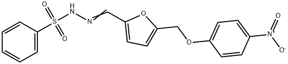 N-[(Z)-[5-[(4-nitrophenoxy)methyl]furan-2-yl]methylideneamino]benzenesulfonamide 구조식 이미지