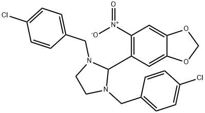 1,3-bis[(4-chlorophenyl)methyl]-2-(6-nitro-1,3-benzodioxol-5-yl)imidazolidine 구조식 이미지