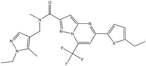 N-[(1-ethyl-5-methylpyrazol-4-yl)methyl]-5-(5-ethylthiophen-2-yl)-N-methyl-7-(trifluoromethyl)pyrazolo[1,5-a]pyrimidine-2-carboxamide Structure