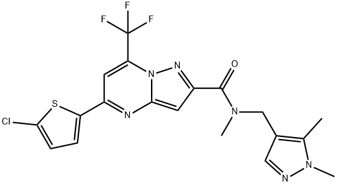 5-(5-chlorothiophen-2-yl)-N-[(1,5-dimethylpyrazol-4-yl)methyl]-N-methyl-7-(trifluoromethyl)pyrazolo[1,5-a]pyrimidine-2-carboxamide 구조식 이미지