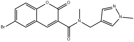 6-bromo-N-methyl-N-[(1-methylpyrazol-4-yl)methyl]-2-oxochromene-3-carboxamide Structure
