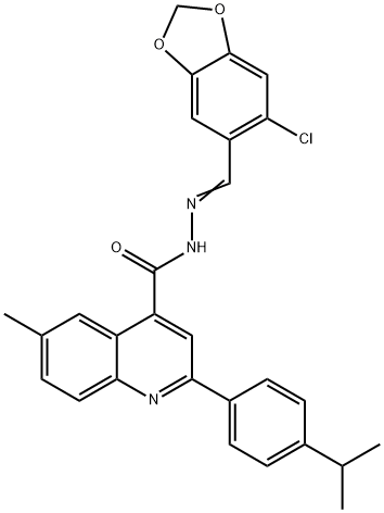 N-[(E)-(6-chloro-1,3-benzodioxol-5-yl)methylideneamino]-6-methyl-2-(4-propan-2-ylphenyl)quinoline-4-carboxamide Structure