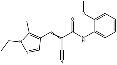 (E)-2-cyano-3-(1-ethyl-5-methylpyrazol-4-yl)-N-(2-methoxyphenyl)prop-2-enamide 구조식 이미지