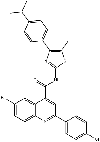 6-bromo-2-(4-chlorophenyl)-N-[5-methyl-4-(4-propan-2-ylphenyl)-1,3-thiazol-2-yl]quinoline-4-carboxamide Structure