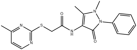 N-(1,5-dimethyl-3-oxo-2-phenylpyrazol-4-yl)-2-(4-methylpyrimidin-2-yl)sulfanylacetamide 구조식 이미지