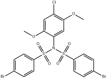 4-bromo-N-(4-bromophenyl)sulfonyl-N-(4-chloro-2,5-dimethoxyphenyl)benzenesulfonamide 구조식 이미지