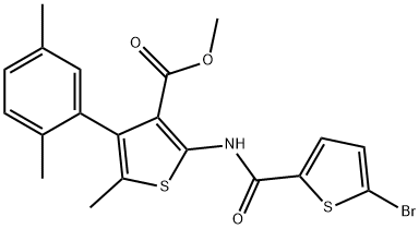 methyl 2-[(5-bromothiophene-2-carbonyl)amino]-4-(2,5-dimethylphenyl)-5-methylthiophene-3-carboxylate Structure